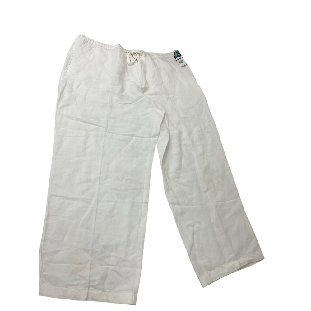 Cubavera Womens white linen Blend Drawstring Wide Leg Pants Size 2XB SKU 8438